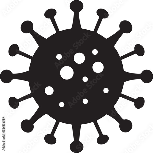virus silhouette, black and white silhouette, vector and illustration