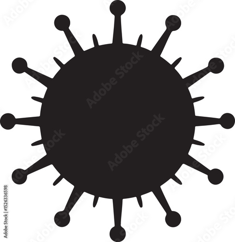 virus silhouette, black and white silhouette, vector and illustration