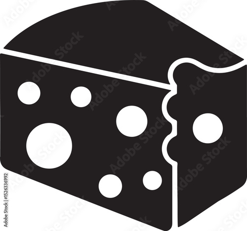 Monterey Jack cheese silhouette, black and white silhouette, vector and illustration