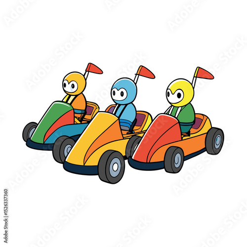 Speedy Kart Driving Scene Vector Art