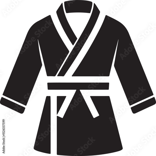 judo uniform silhouette, black and white silhouette, vector and illustration