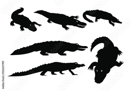 silhouettes of crocodile