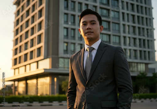 Confident Businessman in Modern City Setting