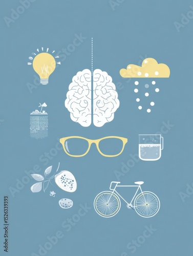 Healthy Brain Habits Illustrated for Older Adults Featuring Engaging Icons