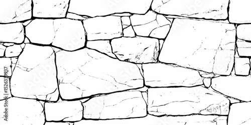 brick wall with visible texture and strong contrast in black and white tones and grunge aesthetic with a decorative pattern.