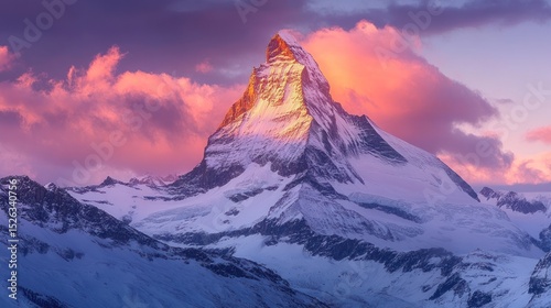 Majestic Matterhorn Sunset: A Swiss Alpine Panorama photo
