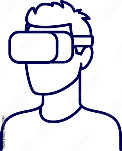 VR and AR technology futuristic concept. Man wearing 3d VR headset glasses looks up in cyberspace of metaverse. Virtual reality or Augmented reality world simulation. Virtual reality gaming