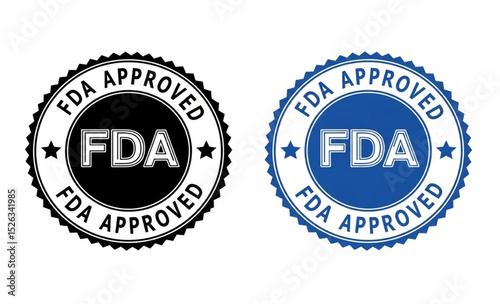 FDA Approved Stamp in Black and Blue | Medical and Pharmaceutical Compliance Seal for Product Packaging and Marketing