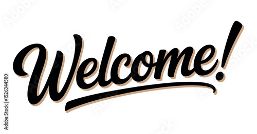 Stylish Welcome Typography Design with Shadow Effect Perfect for Greetings Invitations or Business Signage Conveying a Warm and Inviting Message in a Modern