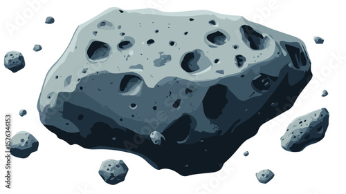 Detailed Asteroid Vector Illustration for Space Enthusiasts and Education