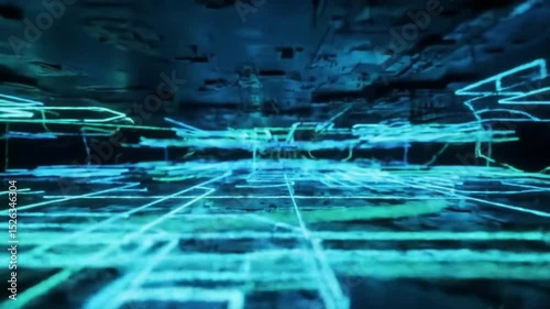 Abstract Digital Network: Cyberpunk Gridscape
