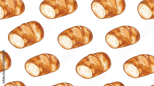 Delicious Bread Seamless Pattern Background Vector Illustration for Food Designs