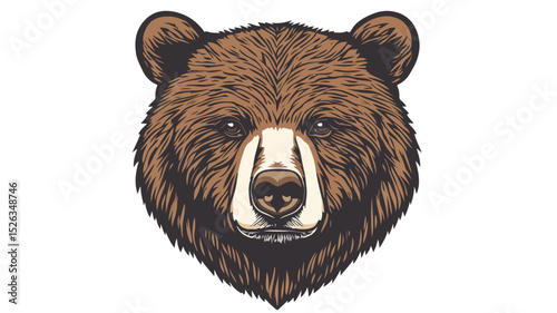 Adorable Bear Face Vector Illustration Isolated on White Background