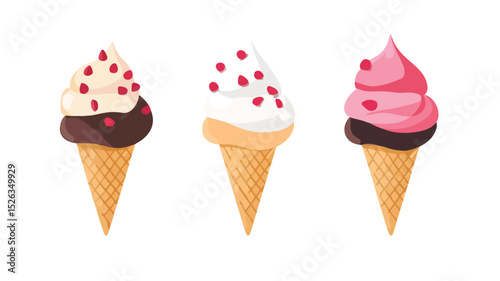Ice Cream Cone Vector Illustration Isolated on White Background