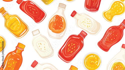Vibrant Ketchup and Mustard Seamless Pattern Background for Creative Designs