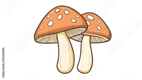 Detailed Mushroom Icon Outline Vector Isolated Image For Design Projects