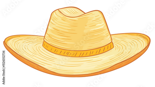 Traditional Mexican Sombrero Hat Vector Illustration Isolated on White Background