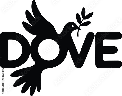 Dove, a universally recognized symbol of peace, depicted in elegant silhouette