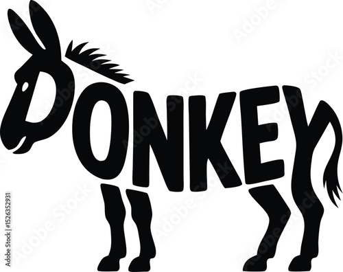 Donkey Shaped Word the word "donkey" shaped into the silhouette of a donkey
