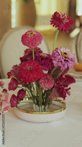 A Beautiful and Vibrant Floral Arrangement Created as an Elegant Centerpiece for Display. Vertical video