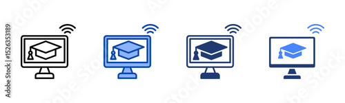 Online Learning icon sheet multiple style collection