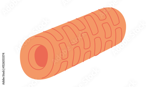 Massage roller, MFR. Sports equipment for training. Sports, fitness. Flat color is isolated. It is suitable for applications, websites, blogs training, yoga, health, rehabilitation, active lifestyle