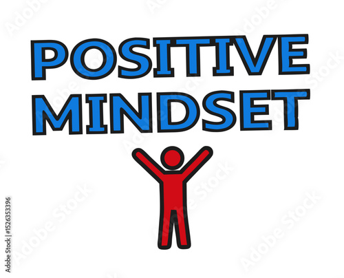 Simple icon of a person holding a "Positive Mindset" sign in bold letters