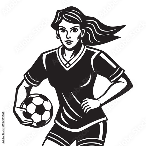 Cartoon soccer player kicking ball in fun sports game illustration