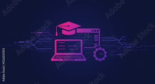 Tech Education A laptop crowned with knowledge