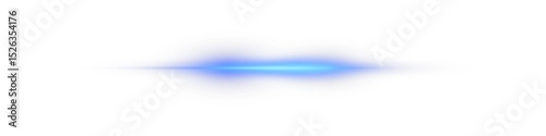 Png glowing horizontal blue light beam with radiant lens flare and shine. Futuristic energy line flash with shimmer, speed, and neon highlight. Transparent digital PNG illustration.