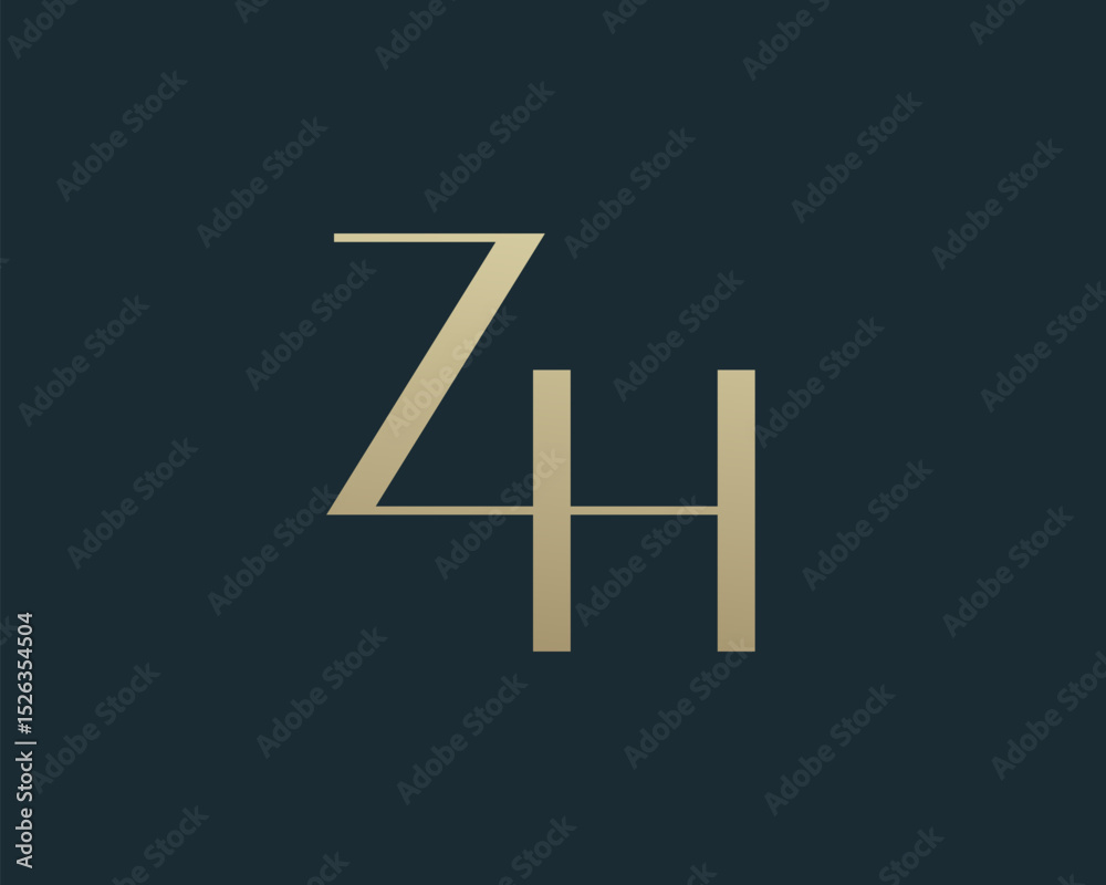 Obraz premium ZH letter logo icon design. Classic style luxury initials monogram.