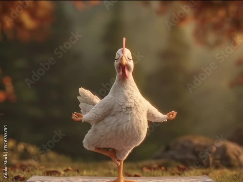 Yoga Chicken in Tree Pose – Funny Scene	