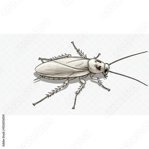 A detailed cockroach vector graphic perfect for pest control branding design, educational materials or scientific illustrations needing a high-quality scalable insect artwork.