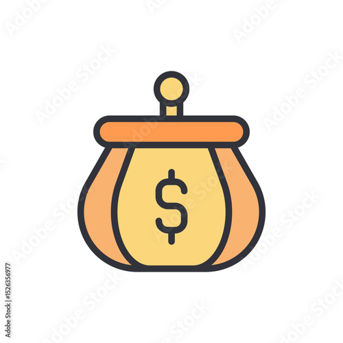 Stylized Icon Of A Purse With A Dollar Sign On Transparent Backdrop