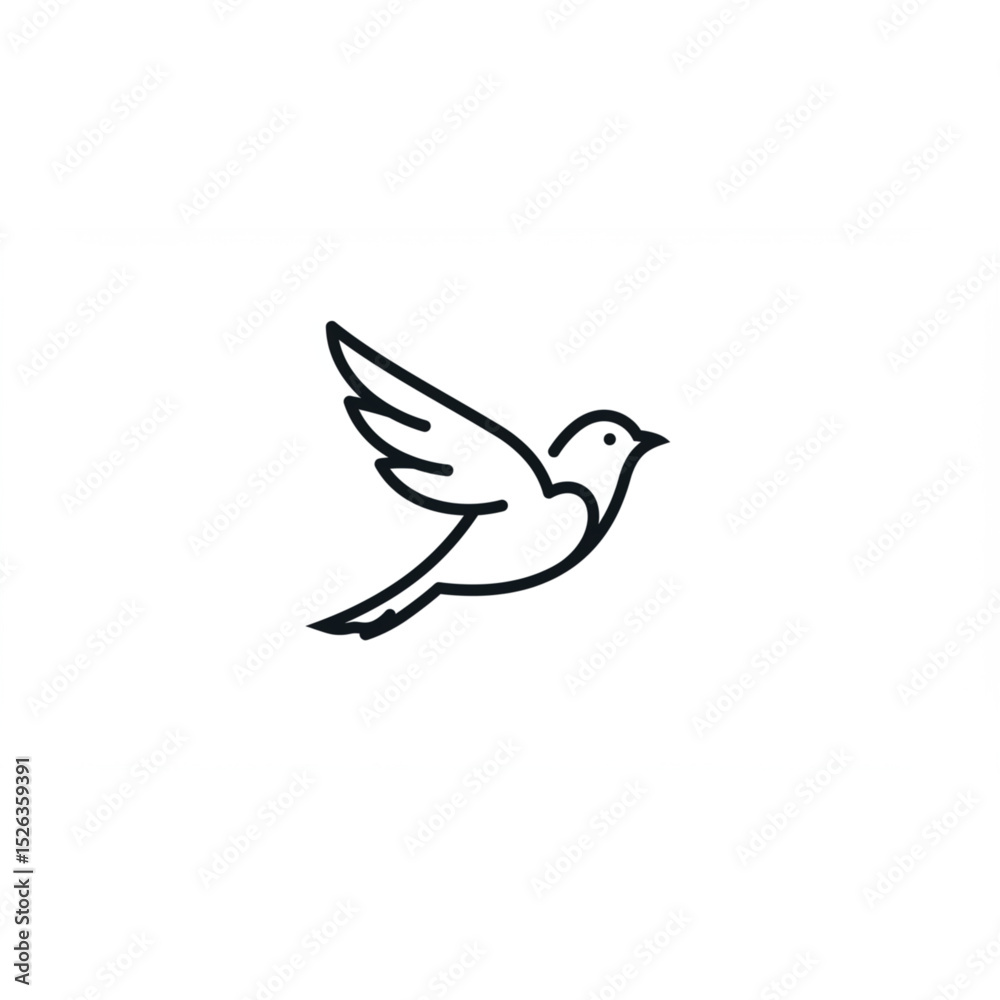 Elegant bird line art design perfect for logo branding, website icons, and app design projects needing a simple yet sophisticated avian symbol.