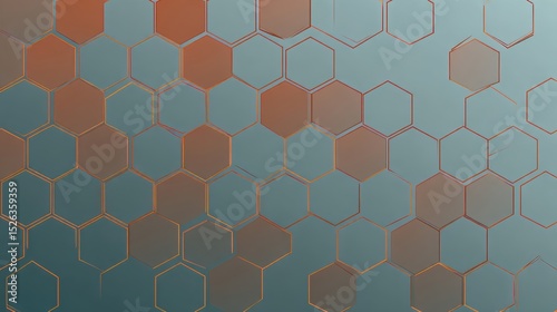 Abstract geometric pattern of colorful hexagons with gradient shades, creating a modern, stylish, and futuristic visual background design.
