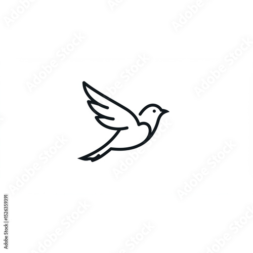 Elegant bird line art design perfect for logo branding, website icons, and app design projects needing a simple yet sophisticated avian symbol.