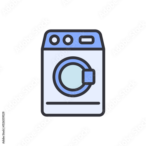 Simplified Illustration Of A Front Loading Washing Machine Isolated
