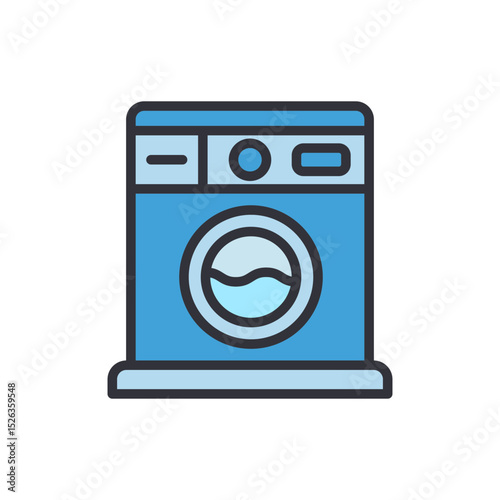 Stylized Front Load Washing Machine Icon For Laundry Services