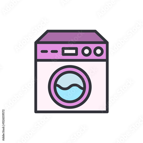 Stylized Washing Machine Icon In Pink And Light Blue Design