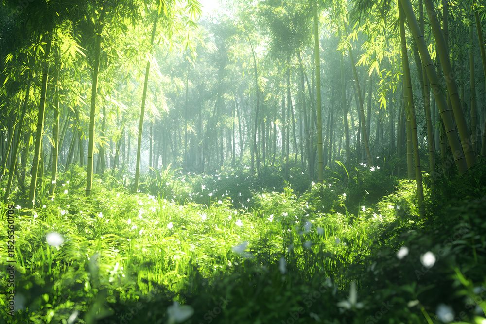 Fototapeta premium Bamboo forrest outdoors nature plant.