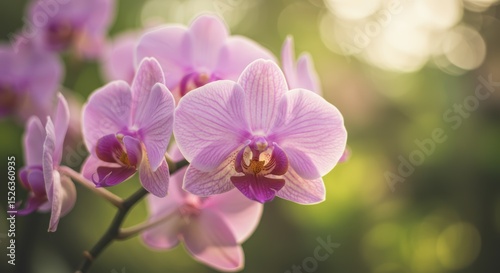 Exquisite Pink Orchid Blossoms A Celebration of Floral Beauty and Delicate Petals in the Soft Natural Light of a Sunny Day