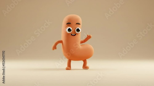 Playful Orange 3D Animated Letter L Dancing on Beige