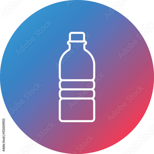 Water Bottle Line Gradient Circle Background Icon
