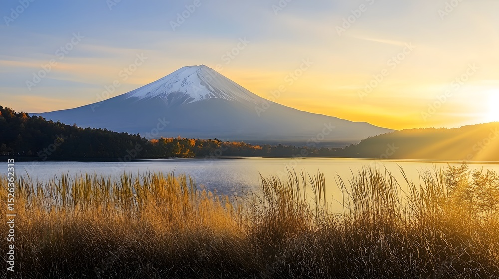 Fototapeta premium Towering mountain peak standing majestically against a clear blue sky in a natural landscape