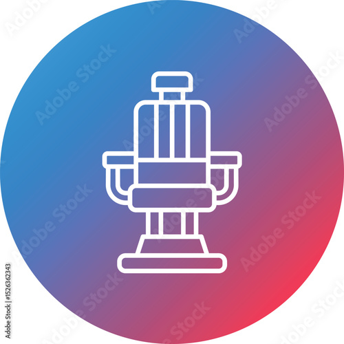 Barber Chair Line Gradient Circle Background Icon