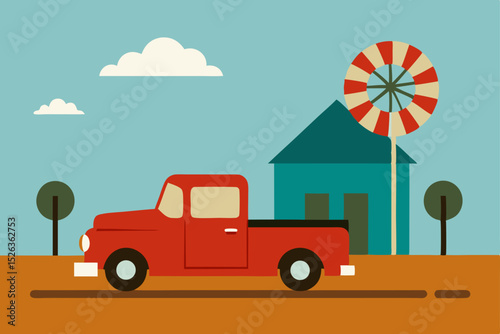Classic Windmill Illustration A Charming Rural Scene