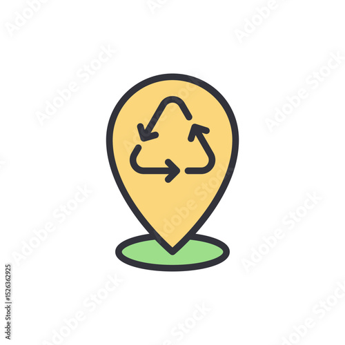 Sustainable Location Pin With Circular Arrows Indicating Recycling Process