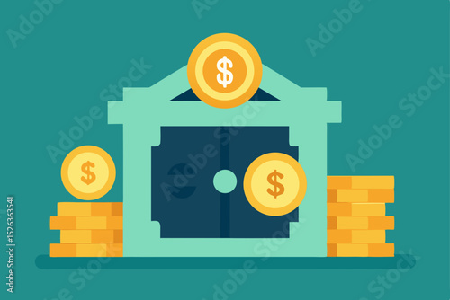 Vector illustration of a dollar sign or symbol on a wooden or metal background, perfect for business, money, and financial web design concepts