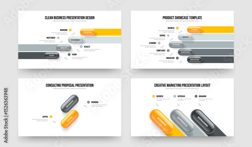 Investor Profile 4 5 2 3 Option Diagram Slideshow Template Collection. Financial Overview Four Five Two Three Step Infographic Slide Design Vector Illustration Bundle.